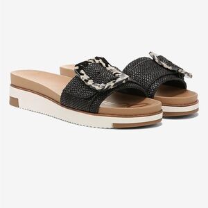 Sam Edelman Ariane Black Slide Sandals with Buckle Accent - size 9